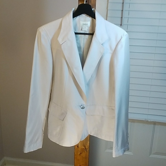 Neiman Marcus Exclusive Light Gray 100% Silk Long Sleeves Jacket Blazer Size 14 - Picture 11 of 12